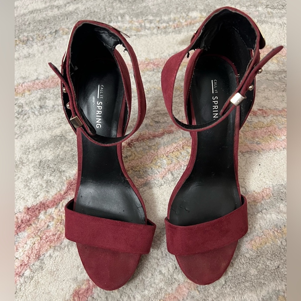 Call It Spring Burgundy Strappy Heels